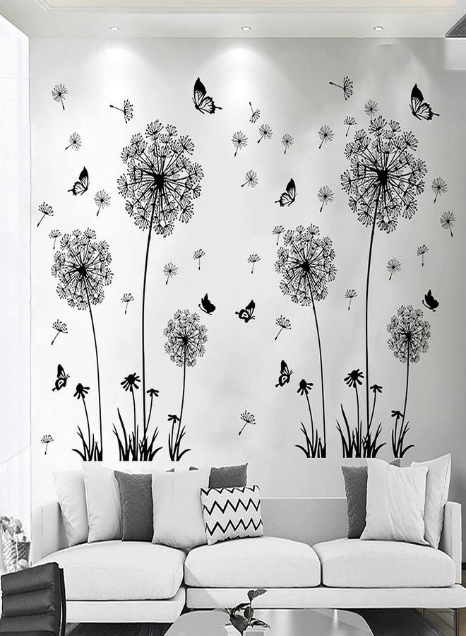 Teniinet Black and White Dandelion Butterfly Wall Stickers,Creative Peel and Stick Vintage Floral Art Decor, Removable DIY Sticker Decals for Kids Bedroom Living Room Nursery Classroom Playroom - Image 4